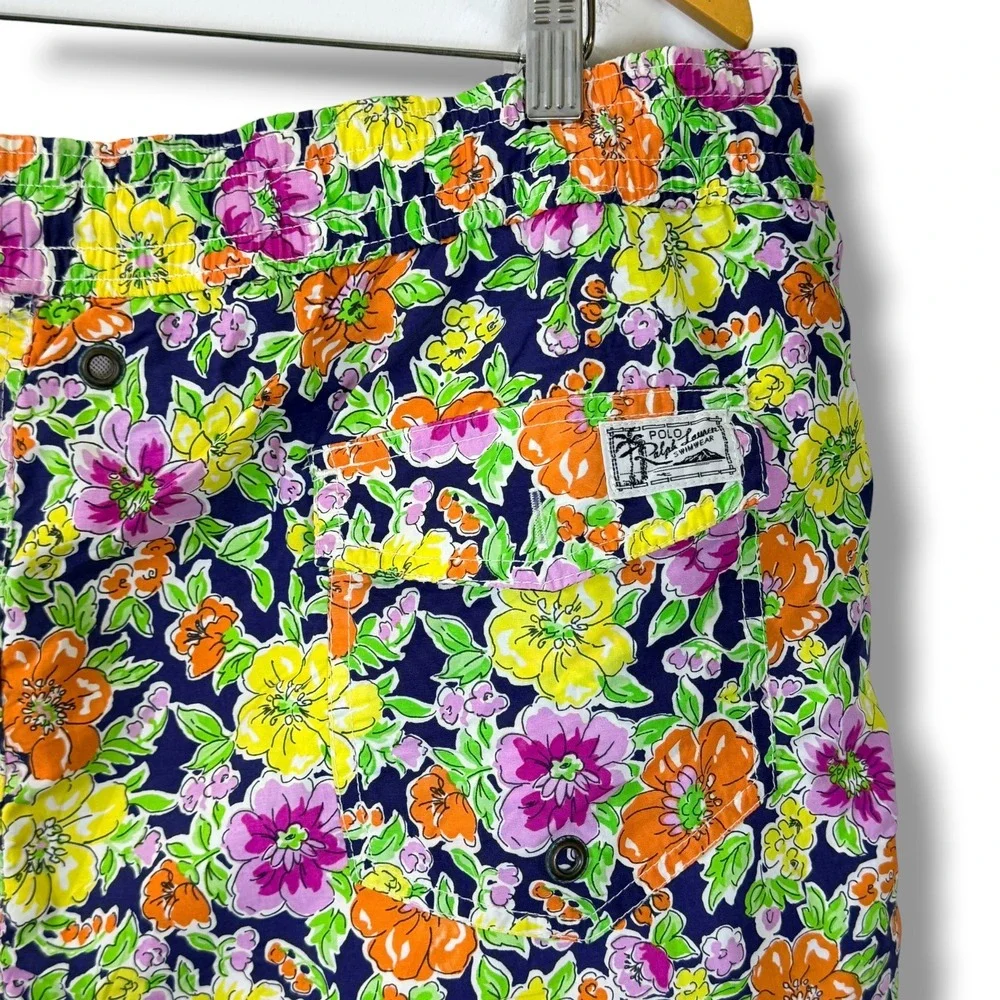 Polo Ralph Lauren Swim Trunks Men XL Multicolor Floral Drawstring Mesh Lining‎